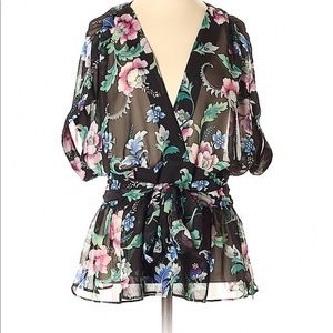 Lovely Express sheer floral blouse - size small
